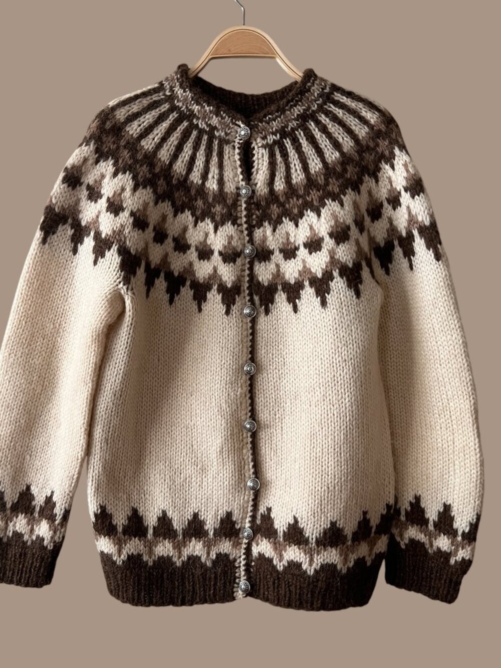Vintage Nordic Fair Isle Wool Cardigan Sweater